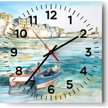 Hodiny Kuchyňské nástěnné hodiny 30x30 Krajina Skleněné hodiny do obýváku Moderní Tiché