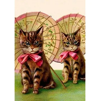 Přání B6 s obálkou - Kočky s deštníky