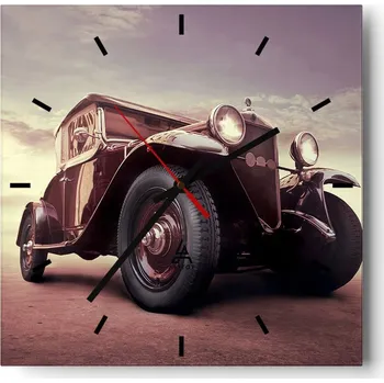 Hodiny Velké nástěnné hodiny na zeď 40x40 Motorismus Skleněné hodiny Tiché