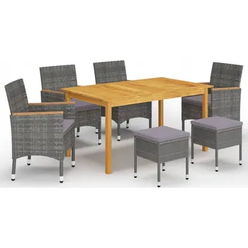 Sada zahradního nábytku z umělého ratanu VidaXL šedá 7 ks