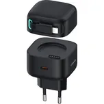 USAMS US-CC209 sada adaptéru s portem USB-C a výsuvného kabelu Lightning - 35W - černá