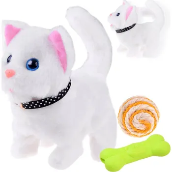 plyšák Interaktivní kočička Lovely s míčkem Bílá