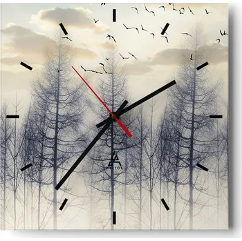 Hodiny Velké nástěnné hodiny 40x40 Krajina Skleněné hodiny Tiché