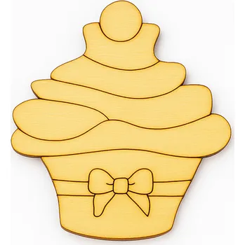 Vánoční dekorace Dřevěný výřez cupcake mašlička velký