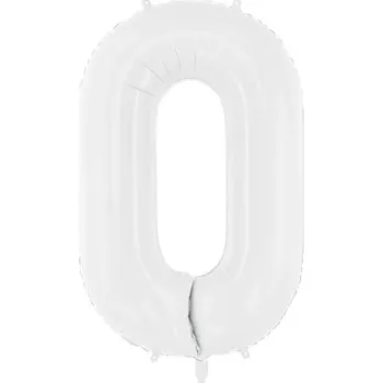 Balónek Fóliový balónek ČÍSLICE 0 BÍLÝ, 92 cm