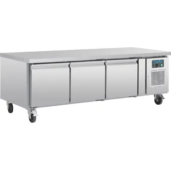 Polar Chladicí pult s pracovní deskou - 3 dveře GN1/1, nerezová podestavba