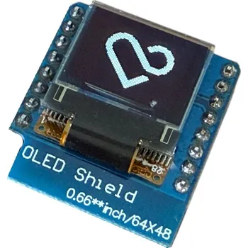 Elektronická stavebnice LaskaKit_cz WeMos D1 mini 64X48 OLED displej shield, I2C