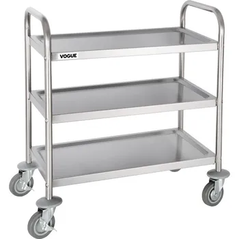 Servírovací stolek Vogue 3patrový vozík na použité nádobí nerezový malý
