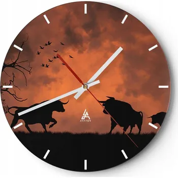 Hodiny Velké nástěnné hodiny 40x40 cm Zvířata Skleněné hodiny Kulatý Tiché