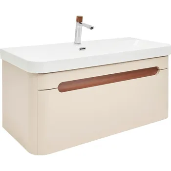 Koupelnový nábytek Koupelnová skříňka s umyvadlem a baterií SAT Fusion 97,5x43x45 cm pískově béžová mat SATFUSION100BEUBA - SATFUSION100BEUBA