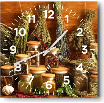 Hodiny Kuchyňské nástěnné hodiny 30x30 Gastronomie Skleněné hodiny do obýváku Tiché