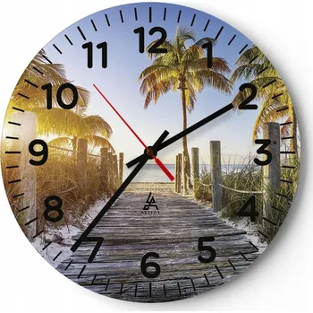 Hodiny Nástěnné hodiny do obýváku 40x40 Krajina Kulatý Skleněné hodiny Loft Tiché