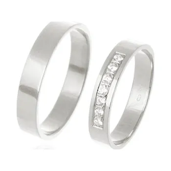 Prsten Snubní prsteny z bílého zlata SNUB0146B + DÁREK ZDARMA