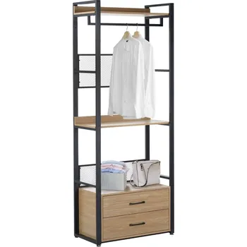 Obývací stěna Regál se zásuvkami, dub/černá, KILOS NEW TYP 1