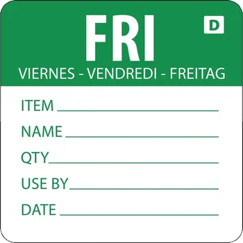 Vogue rozpustné štítky s označením dne v týdnu, Friday 250 ks