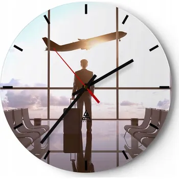 Hodiny Nástěnné hodiny do kuchyně 30x30 Letiště Skleněné hodiny do obýváku Loft Tiché