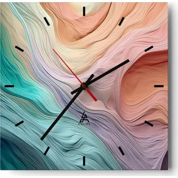 Hodiny Velké nástěnné hodiny 40x40 Pastelové barvy Skleněné hodiny Čtvercové Tiché