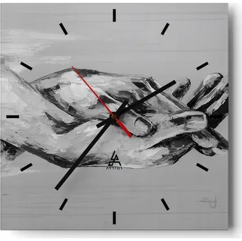 Hodiny Velké nástěnné hodiny na zeď 40x40 Ručičky Skleněné hodiny Čtvercové Tiché