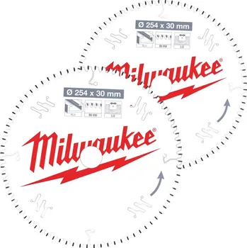 Pilový kotouč Kotouče pro pokosovou pilu 60 a 80 zubů Milwaukee 254 x 30 mm ATB/TF Dvojité balení 2 ks 4932479576