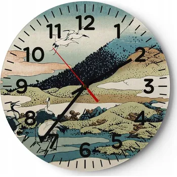 Hodiny Kuchyňské nástěnné hodiny 30x30 Čáp Moderní skleněné hodiny Tichý obývací pokoj