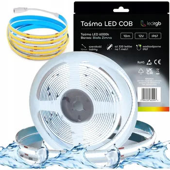 LED osvětlení LED Neon COB pásek 12V 10m 320 diod 6000K BÍLÁ STUDENÁ VODĚODOLNÁ IP67 10mm