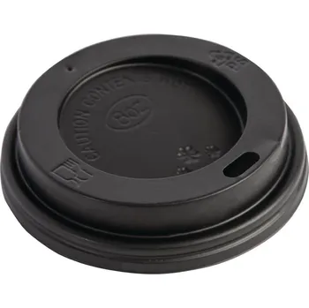 Jednorázové nádobí Jednorázová černá víčka pro Fiesta kelímky na horké nápoje 230ml, 50ks