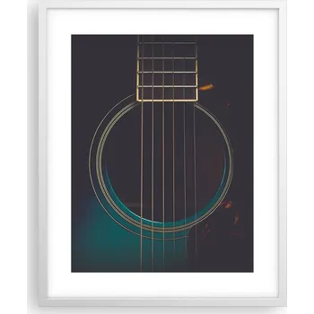 Obraz Obraz plakát na zeď v bílém rámu 40x50 kytara foto plakáty do obýváku