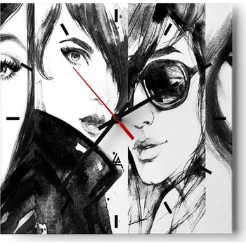 Hodiny Nástěnné hodiny do kuchyně 30x30 Žena Stylové hodiny na skle Loft Tiché