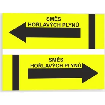 Značení potrubí - Hořlavé plyny Samolepka 200 x 97 mm tl. 0.1 mm - vlevo - Kód: 01953