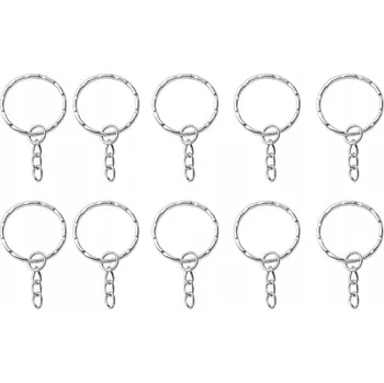 Základna pro Přívěsek Na Klíče s Řetízkem, Stříbrný Přívěsek 30mm 10 Ks