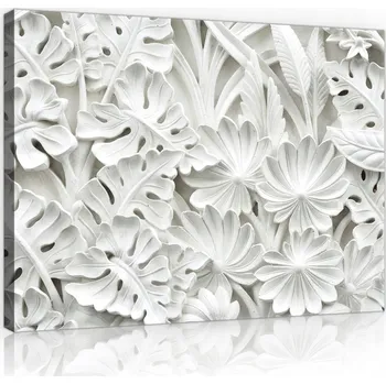 Obraz Obraz do obýváku moderní bílé listy velký 60x40 cm