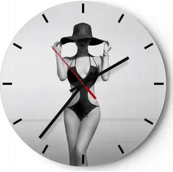 Hodiny Nástěnné hodiny do kuchyně 30x30 Žena Skleněné hodiny do obýváku Loft Tiché