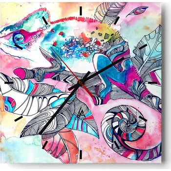Hodiny Nástěnné hodiny do kuchyně 30x30 Chameleon Stylové hodiny na skle Loft Tiché
