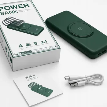 Powerbanka POWERBANK 10000 mAh INDUKČNÍ Rychlé Nabíjení Kabely ŘÍDÍCÍ ČIP