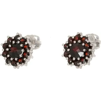 Náušnice Stříbrné naušnice s českými granáty STNAU0775F + Dárek zdarma