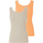 esmara® Dámské vroubkované tílko s BIO bavlnou, 2 kusy (oranžová/šedá, XS(32/34))