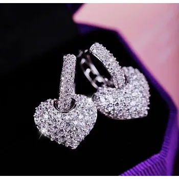 Souprava šperků B-TOP Dámské luxusní náušnice KŘIŠŤÁLOVÉ SRDCE - pozlacené