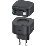 USAMS US-CC202 sada adaptéru s portem USB-C a výsuvného kabelu USB-C - 35W - černá