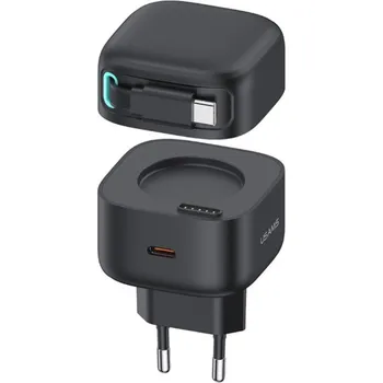 USAMS US-CC202 sada adaptéru s portem USB-C a výsuvného kabelu USB-C - 35W - černá