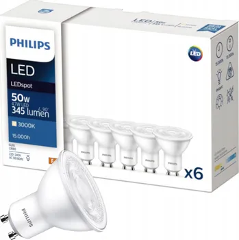 Žárovka Żarówka LED GU10 6x Philips 4.7W = 50W 345lm Teplá Barva 3000K CorePro 36°