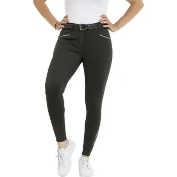 Jezdecké kalhoty Dámské jezdecké rajtky EQUITHEME Originals Claudine full grip dark green (46)