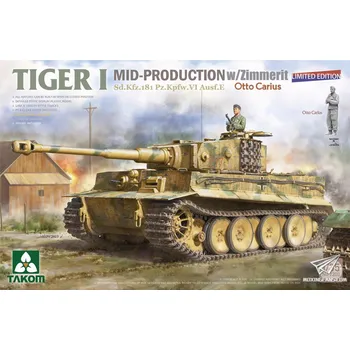 Plastikový model Takom 1/35 Tiger I Mid Production w/zimmerit Sd.Kfz. 181 Pz.Kpfw. VI Ausf. E Otto Carius