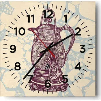 Hodiny Kuchyňské nástěnné hodiny 30x30 Konvice Skleněné hodiny do obýváku Moderní Tiché