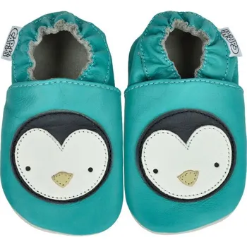 Capáčky CAPIKI kožené capáčky Tučňáček na tyrkysové 18-24 M