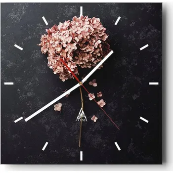 Hodiny Velké nástěnné hodiny na zeď 40x40 Květinové skleněné hodiny Čtvercové Tiché