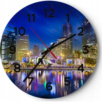 Hodiny Nástěnné hodiny do obýváku 40x40 Město Kulatý Hodiny na skle Loft Tiché