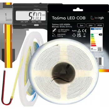 LED osvětlení LED Neon COB pásek 24V 5m 400 diod 6000K BÍLÁ STUDENÁ TENKÝ 5MM SVĚTLÝ VÝKONNÝ