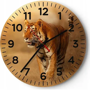 Hodiny Nástěnné hodiny do obýváku 40x40 Zvířata Kulatý Skleněné hodiny Loft Tiché