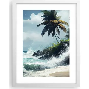 Obraz Obraz plakát v bílém rámu do obýváku 30x40 pláž foto plakáty na zeď