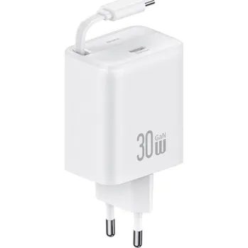 USAMS CC241 sada adaptéru s portem USB-C a výsuvného kabelu USB-C - 30W - bílá